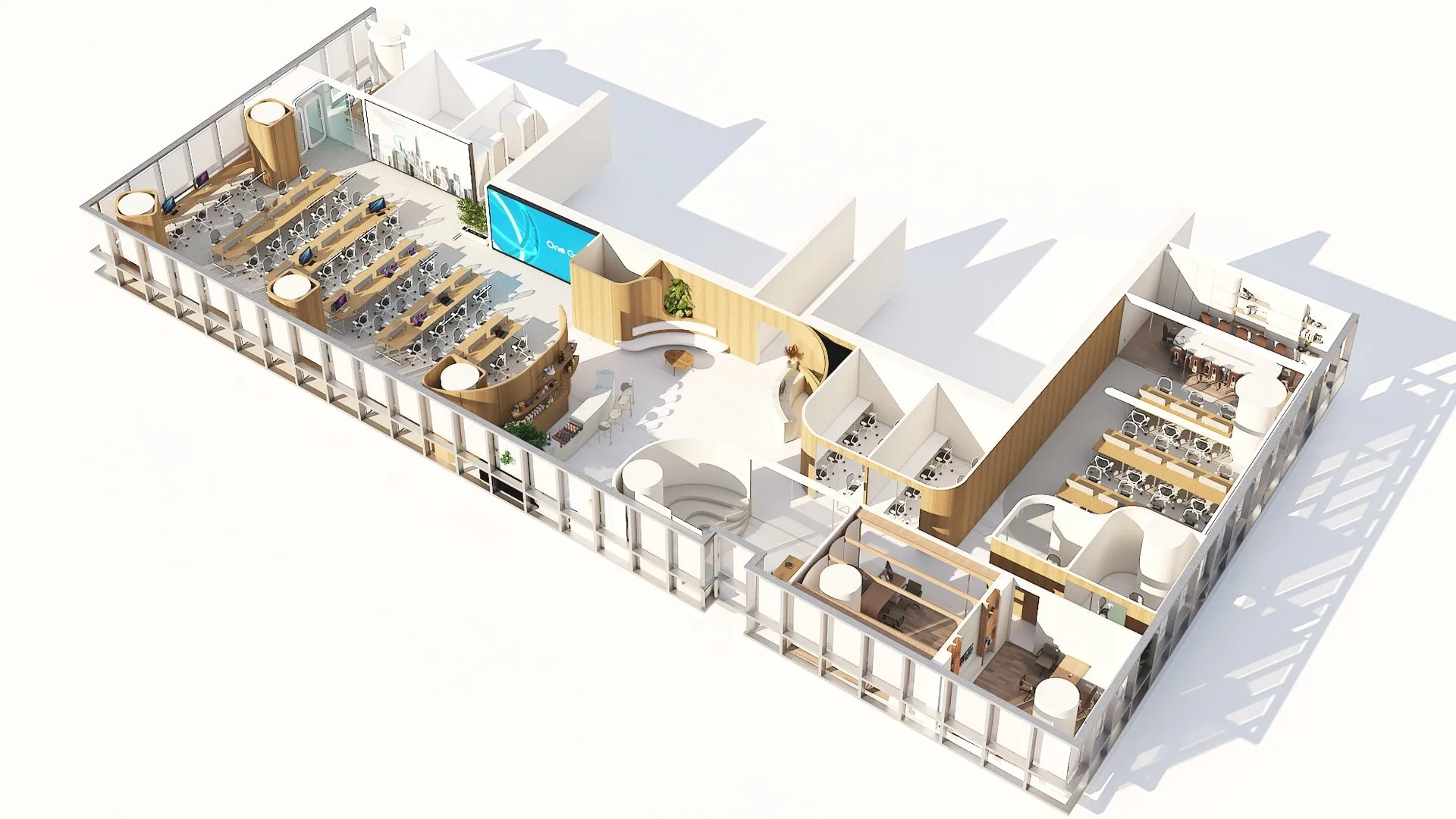Axonometric view of the office floor layout