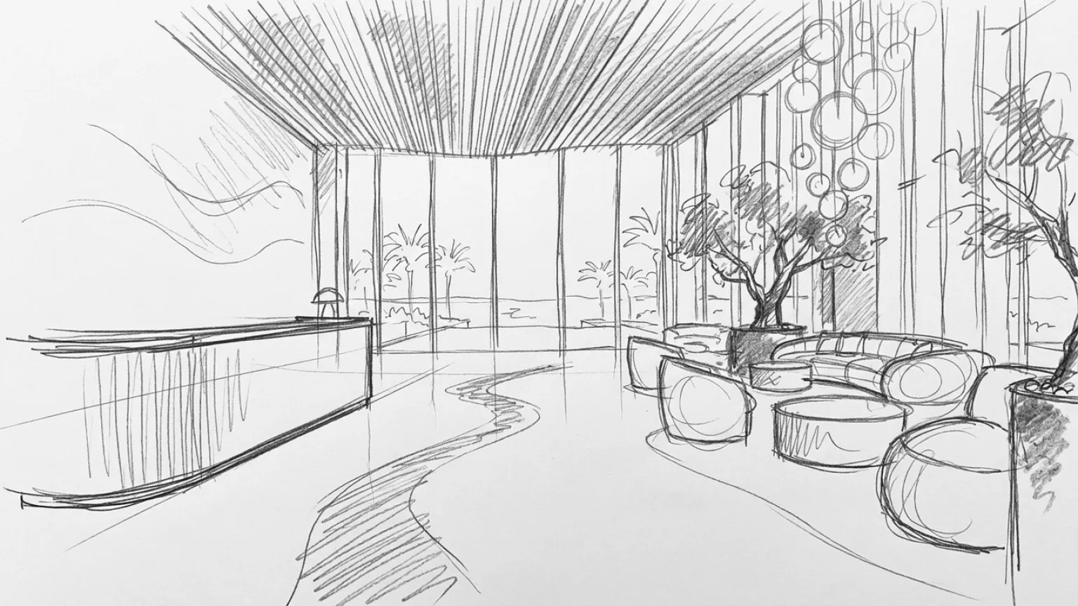 Pencil sketch, same view