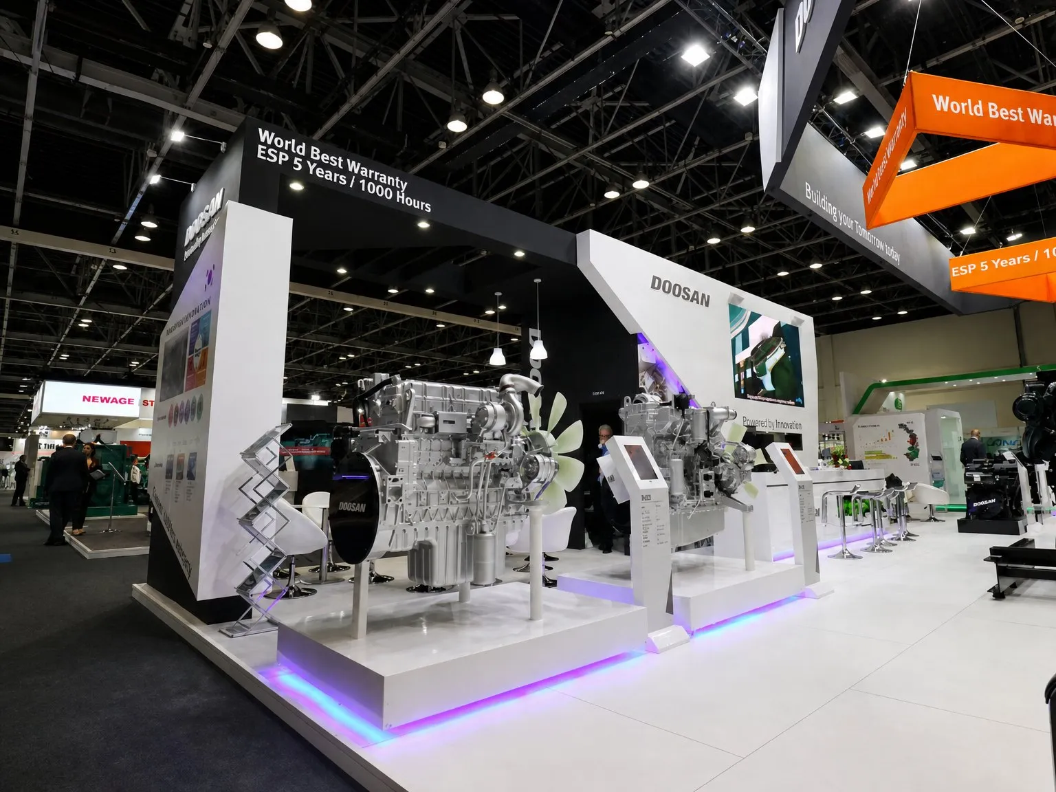 Engine display with lit plinths